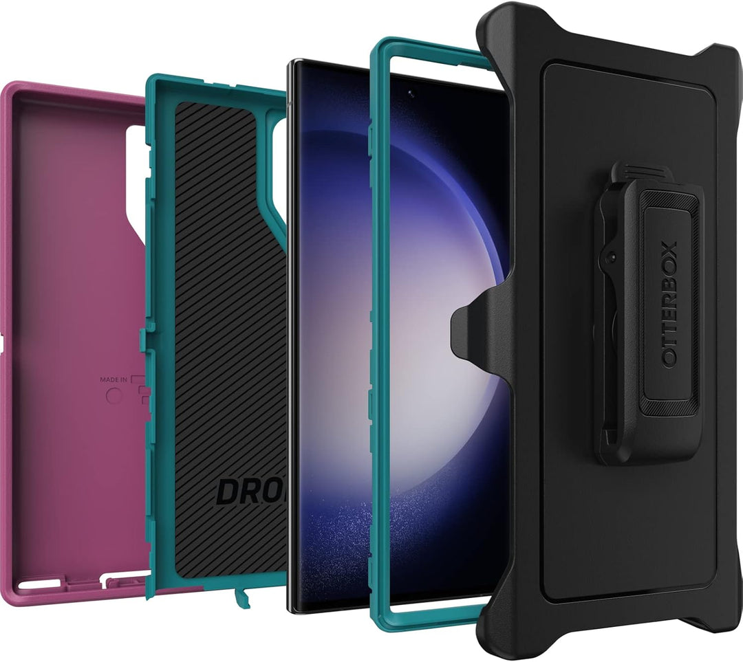 OtterBox Schutzhülle für Galaxy S23 Ultra Defender Serie – Canyon Sun (Pink), robust und langlebig,