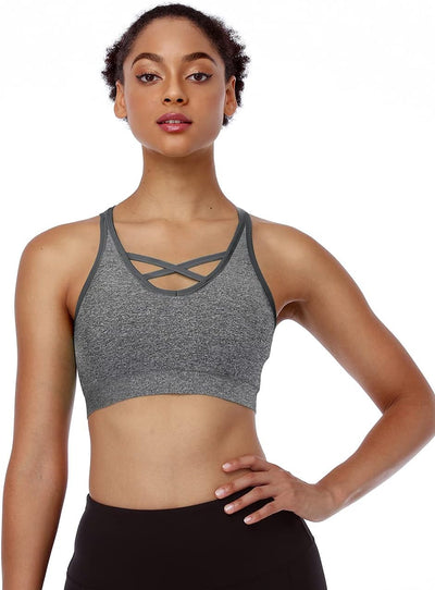 ANGOOL Damen Sport BH ohne Bügel Gepolstert Yoga Bra Kreuz Rücken Sport Bustier für Jogging Fitness