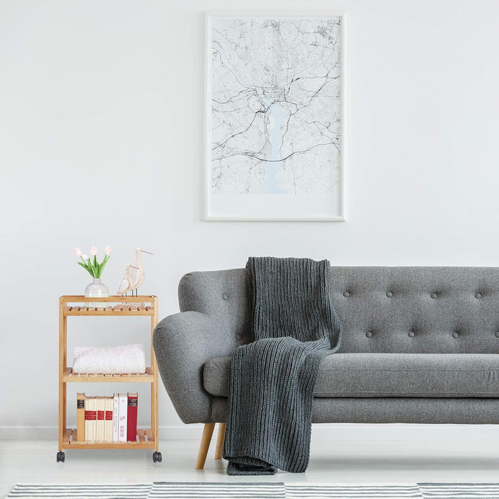 Relaxdays Servierwagen , Küchenwagen mit 3 Etagen, Kunststoffrollen mit Bremsen, HxBxT: 77 x 47 x 32