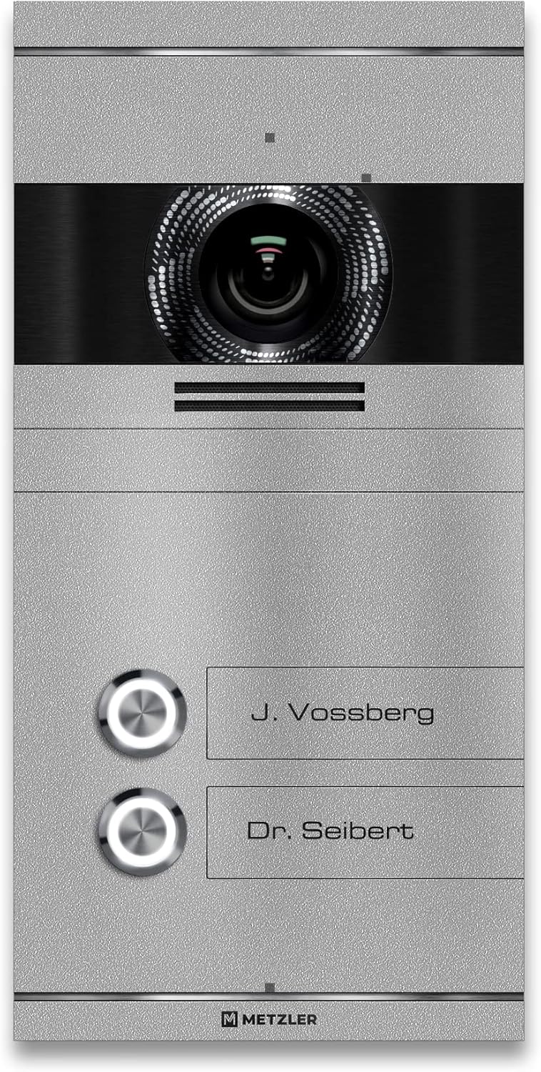 Metzler VDM10 2.0 Video -Türsprechanlage - LAN POE - 2 Familienhaus Türklingel - in RAL9007 Graualum