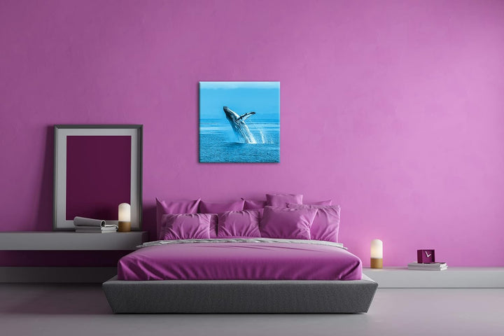 deyoli atemberaubender Buckelwal im Meer Format: 40x40 Effekt: Monocrome Blau als Leinwandbild, Moti