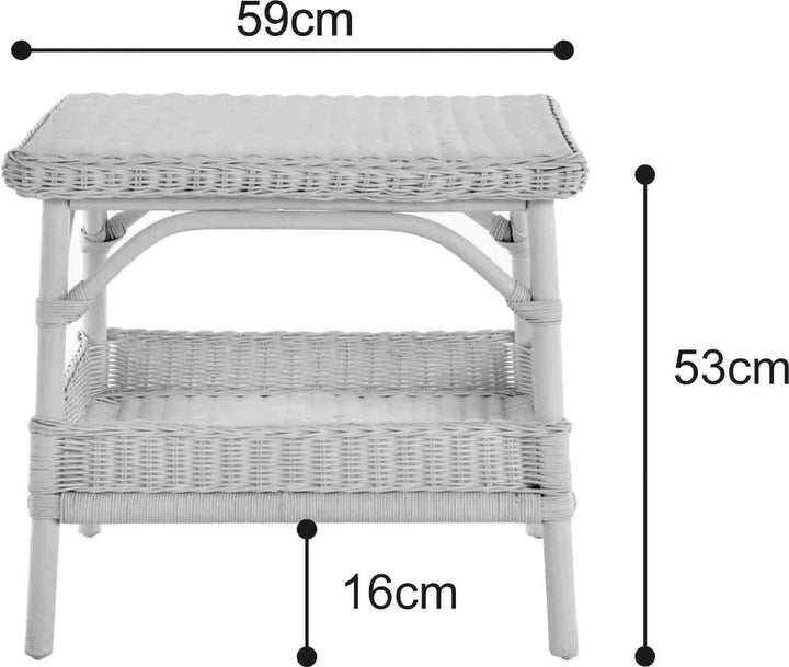 Krines Home Rattan-Tisch Beistelltisch Quadratisch Couchtisch Rattan Wohnzimmer Tisch Ablage 59x59 (