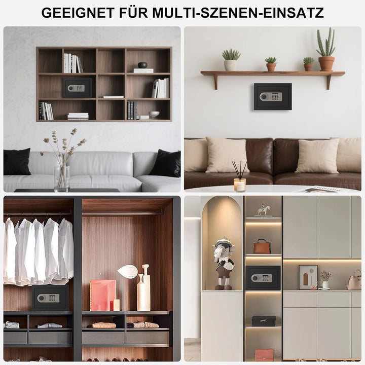 Diyife 16L Safe Tresor mit Zahlenschloss, Alarmfunktion+Innenbeleuchtung, Möbeltresor mit Abnehmbare