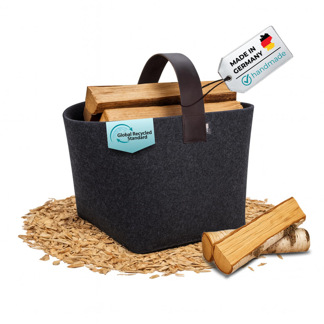 kontor28® - Kaminholzkorb aus Premium Filz 100% MADE IN GERMANY | Brennholzkorb Füllvolumen 40 L mit
