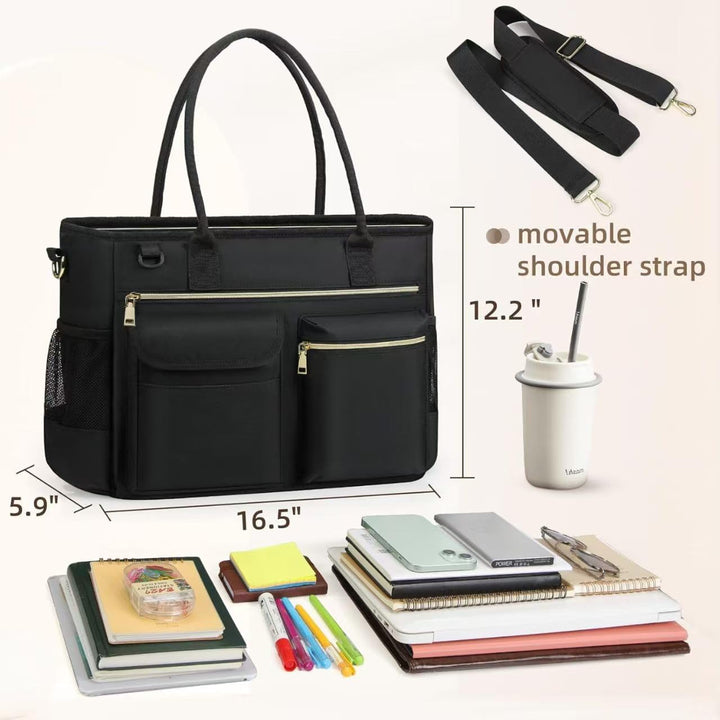 Lehrer Tasche Damen Handtasche 15,6 Zoll Laptop Tasche Arbeitstasche schwarze Krankenschwester Handt
