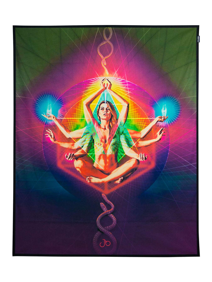PSYWORK Schwarzlicht Stoffposter Neon | Resonance | 1,10 x 1,37m | UV-aktiv | fluoreszierend | Wandb