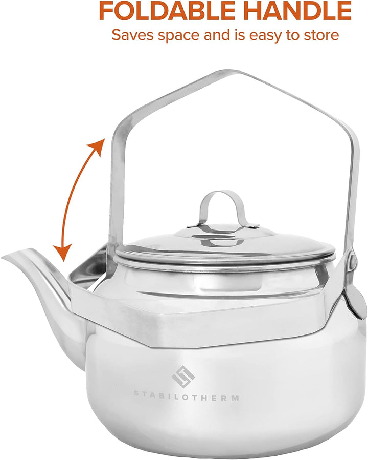 STABILOTHERM Edelstahl Outdoor-Kaffeekessel 1 Liter I ideal für Lagerfeuer & Grill – Teekessel Wasse