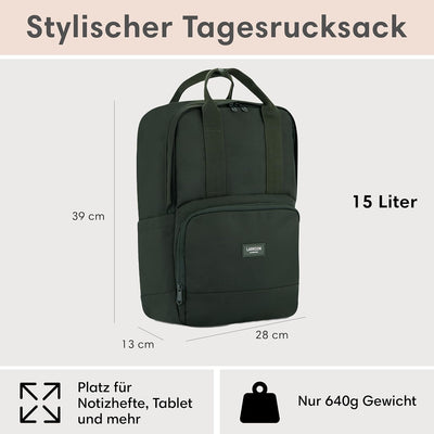 LARKSON Rucksack Damen & Herren - No 6 - Daypack mit 16 Zoll Laptopfach - Rucksäcke für City Schule