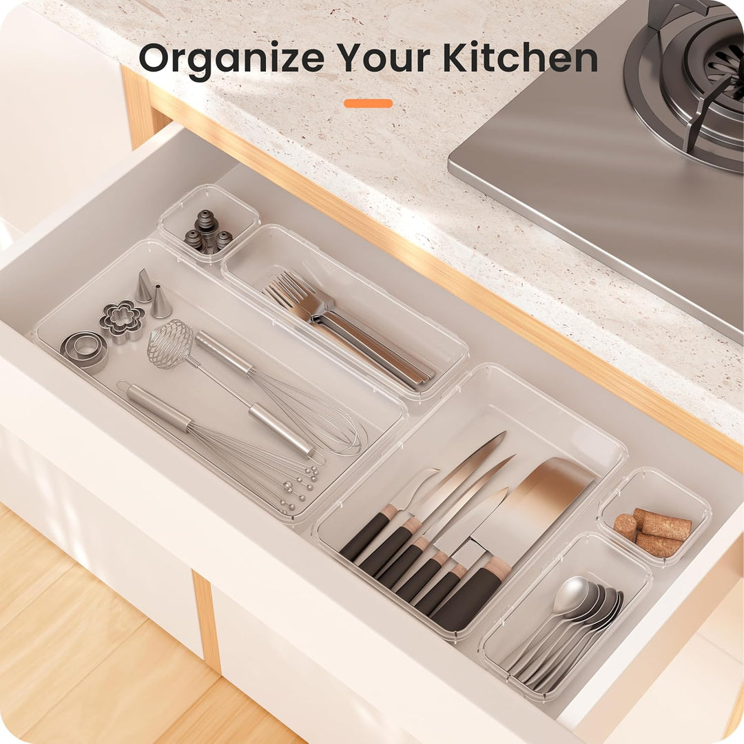 A-LuGei【Transparent 28er Schubladen Organizer,【Upgrade auf 5 Grössen】 Schminktisch Organizer Schubla