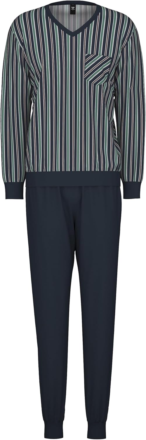 CALIDA Relax Imprint Bündchen-Pyjama Herren 50 Blue Night, 50 Blue Night