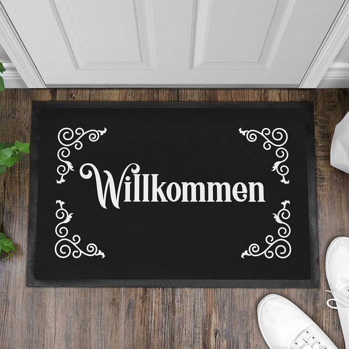 Trendation - Willkommen Fussmatte Grafik Schmutzfangmatte Geschenk Aussen Innenbereich 60x40 cm Wasc