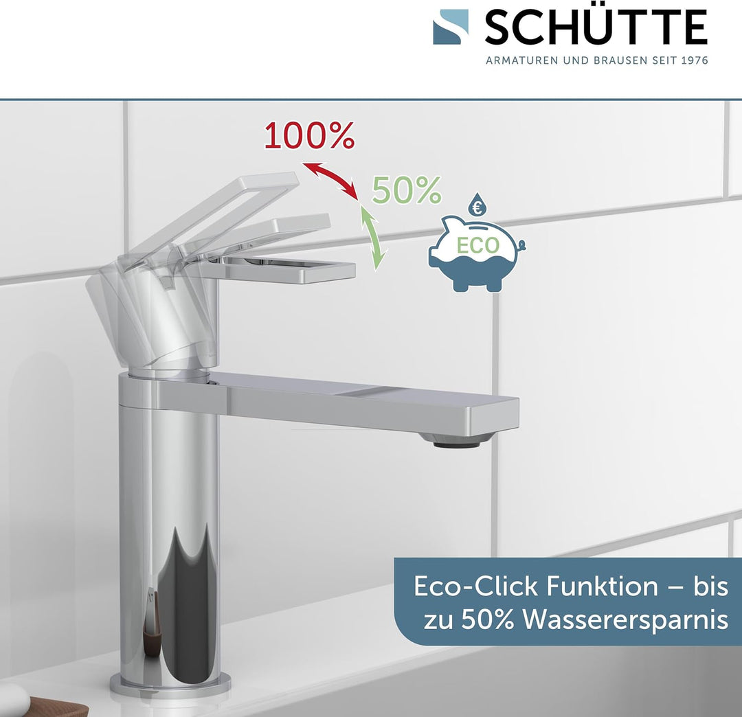 SCHÜTTE Waschtischarmatur MANHATTAN 33010, Wasserhahn Bad mit Ablaufgarnitur, Armatur Badezimmer, Ei