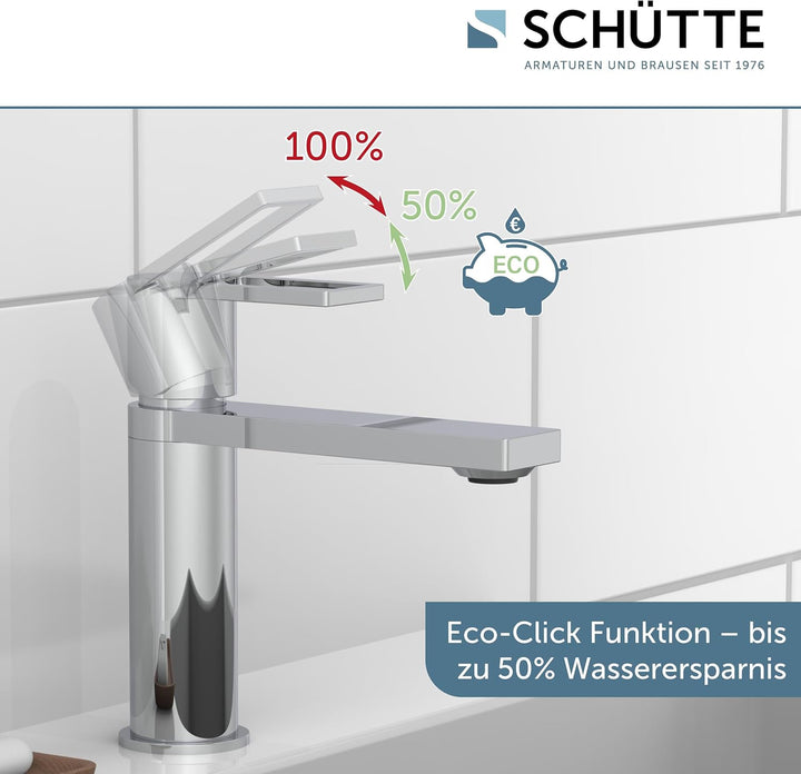 SCHÜTTE Waschtischarmatur MANHATTAN 33010, Wasserhahn Bad mit Ablaufgarnitur, Armatur Badezimmer, Ei