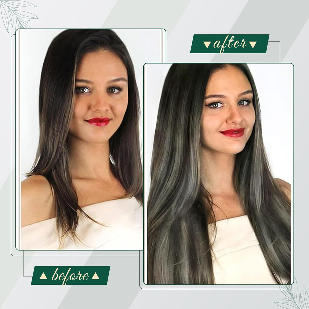 RUNATURE Balayage Echthaar Tressen Schwarz Silber 50cm 100g Sew in Haarverlängerung Remy Menschliche