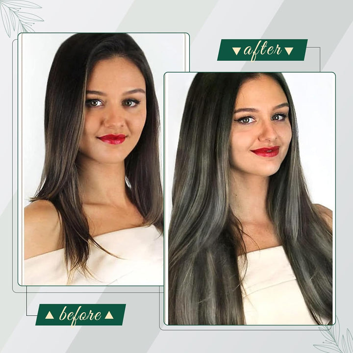 RUNATURE Balayage Echthaar Tressen Schwarz Silber 50cm 100g Sew in Haarverlängerung Remy Menschliche