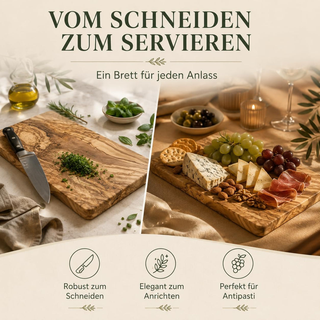 Schneidebrett personalisiert, Olivenholz - Rechteckiges Holzbrett mit Gravur (30 x 15 cm) Mit Gravur