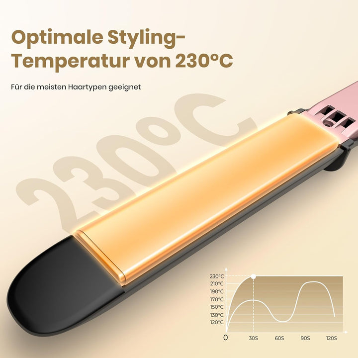 Glätteisen 2-in-1 Professioneller Haarglätter & Lockenstab Golden Goods – Titanplatten mit Keramikbe