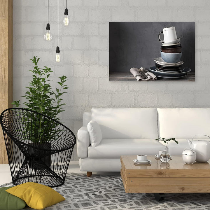 Feeby Vlies Leinwandbild Rustikal Vintage 80x60 cm Wand Bild Kunstdruck Deko Wohnzimmer Wohnungs Dek