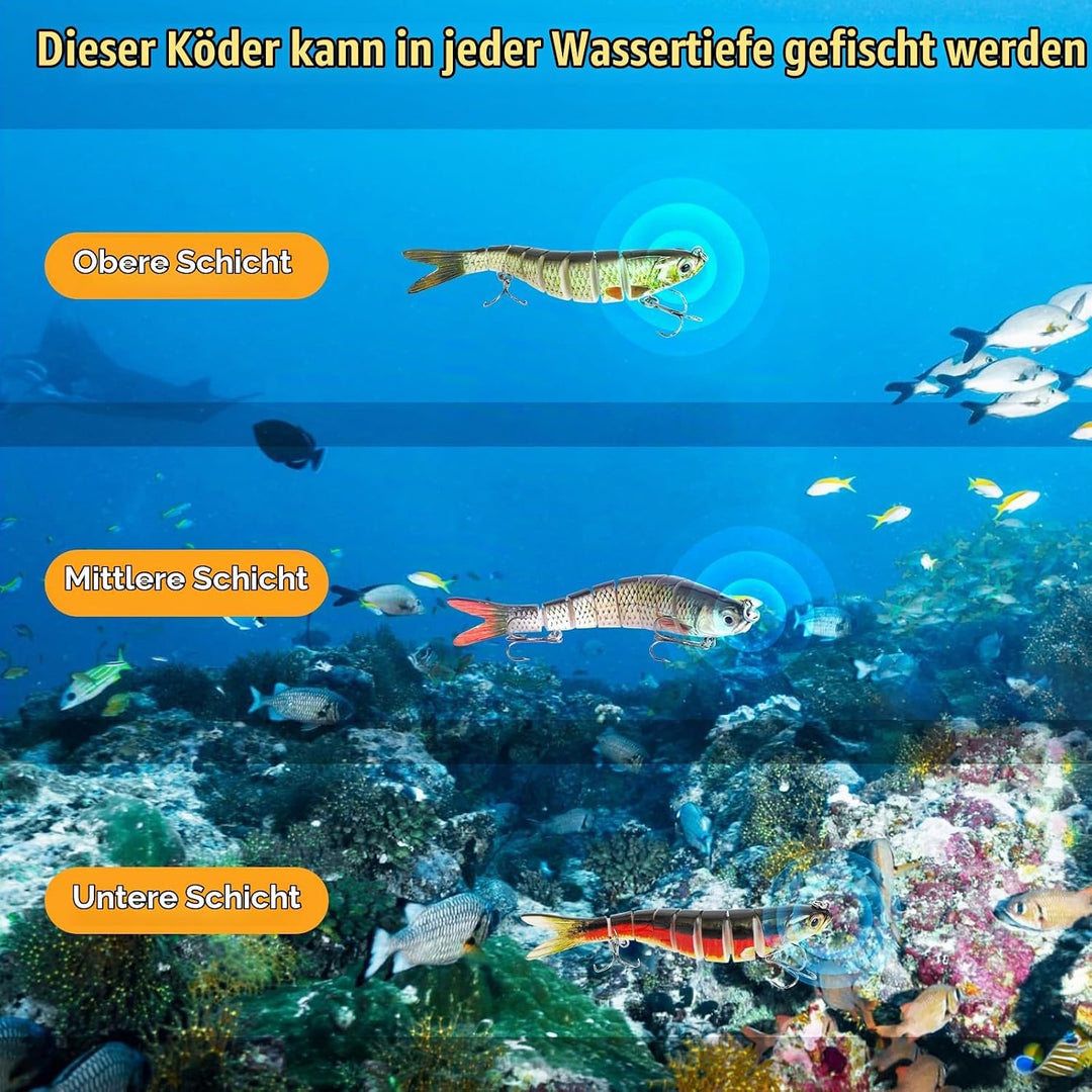 5 Stück Wobbler Hecht, Hecht Köder, Swimbait Lebensechter für He-CHT, Gross Kunstköder Zander ür Süs