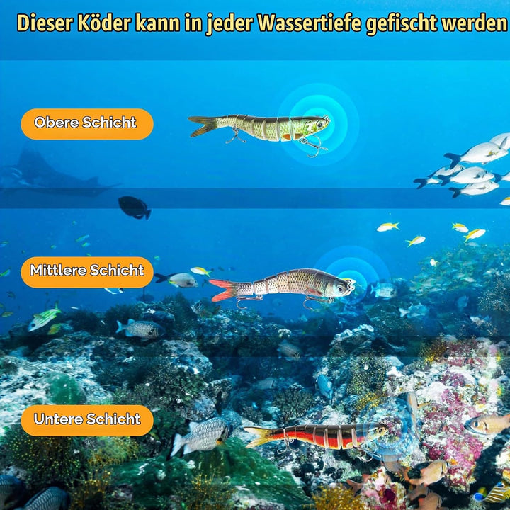 5 Stück Wobbler Hecht, Hecht Köder, Swimbait Lebensechter für He-CHT, Gross Kunstköder Zander ür Süs