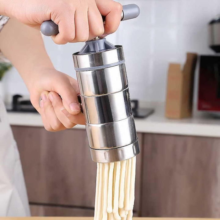 Nudelmaschine,Manuelle Nudelpresse aus Edelstahl,Tragbare Nudelpresse,Spaghetti-Maschine mit 5 Nudel