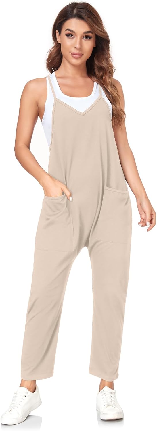 VUTRU Stylischer Damen Sommer Overall – Ärmelloser Jumpsuit mit lockerer Passform,V-Ausschnitt,trend