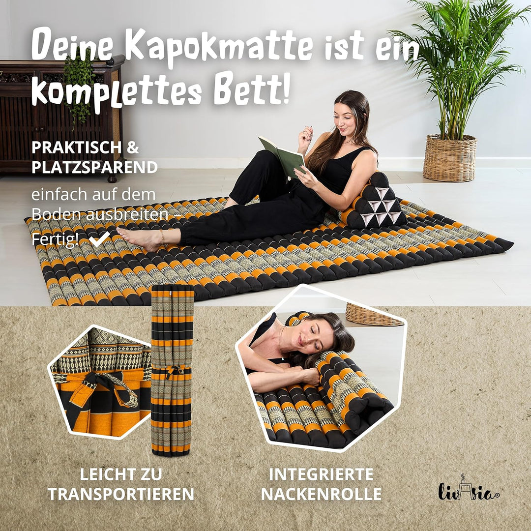 livasia Rollmatte Rollmatratze L-200x110x4,5cm, Gästebett Gästematratze 1 Person, Reisebett Kofferra