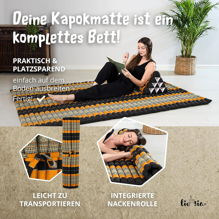 livasia Rollmatte Rollmatratze L-200x110x4,5cm, Gästebett Gästematratze 1 Person, Reisebett Kofferra