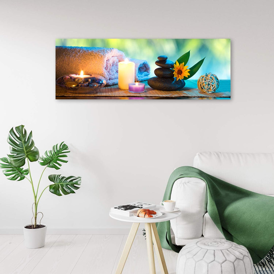 Wandbild XXL Spa Deko Kunst Bilder Steine mehrfarbig 158x53 cm Deko Paneel 158x53 cm mehrfarbig_a, D