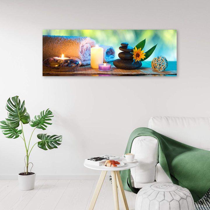 Wandbild XXL Spa Deko Kunst Bilder Steine mehrfarbig 158x53 cm Deko Paneel 158x53 cm mehrfarbig_a, D