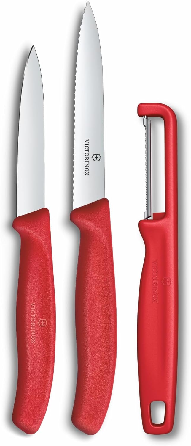 Victorinox Swiss Classic Gemüsemesser Set mit Sparschäler, Schälmesser und Tomatenmesser, 3-teilig,