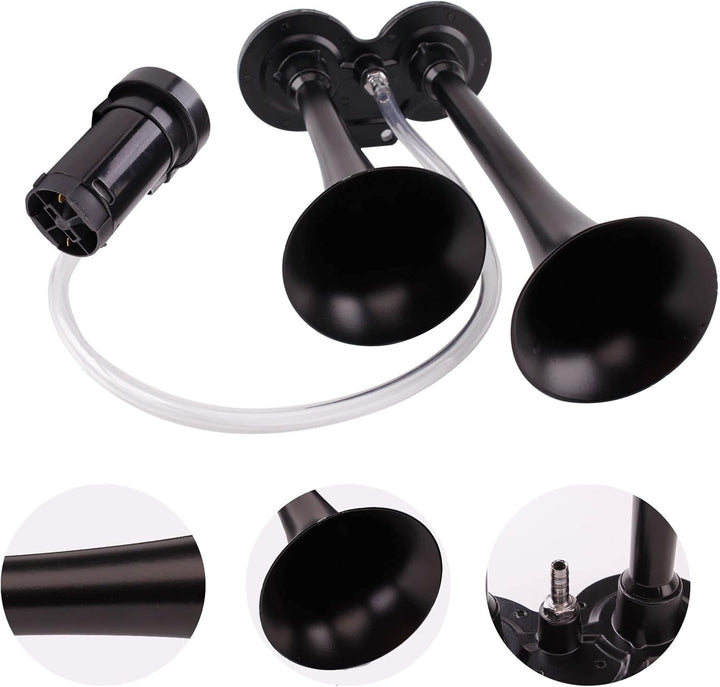 FARBIN Auto Horn 12V 150db Super Loud Air Horn, Dual Trompete Zug Horn Kit für LKW, LKW Horn mit Kom