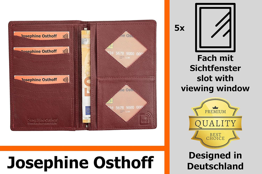 Josephine Osthoff Brieftasche Herren Leder Ausweisetui Reisepasshülle Hochformat Ausweishülle Damen