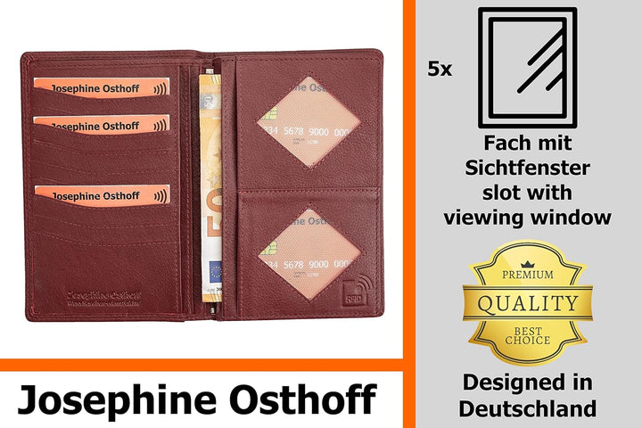 Josephine Osthoff Brieftasche Herren Leder Ausweisetui Reisepasshülle Hochformat Ausweishülle Damen