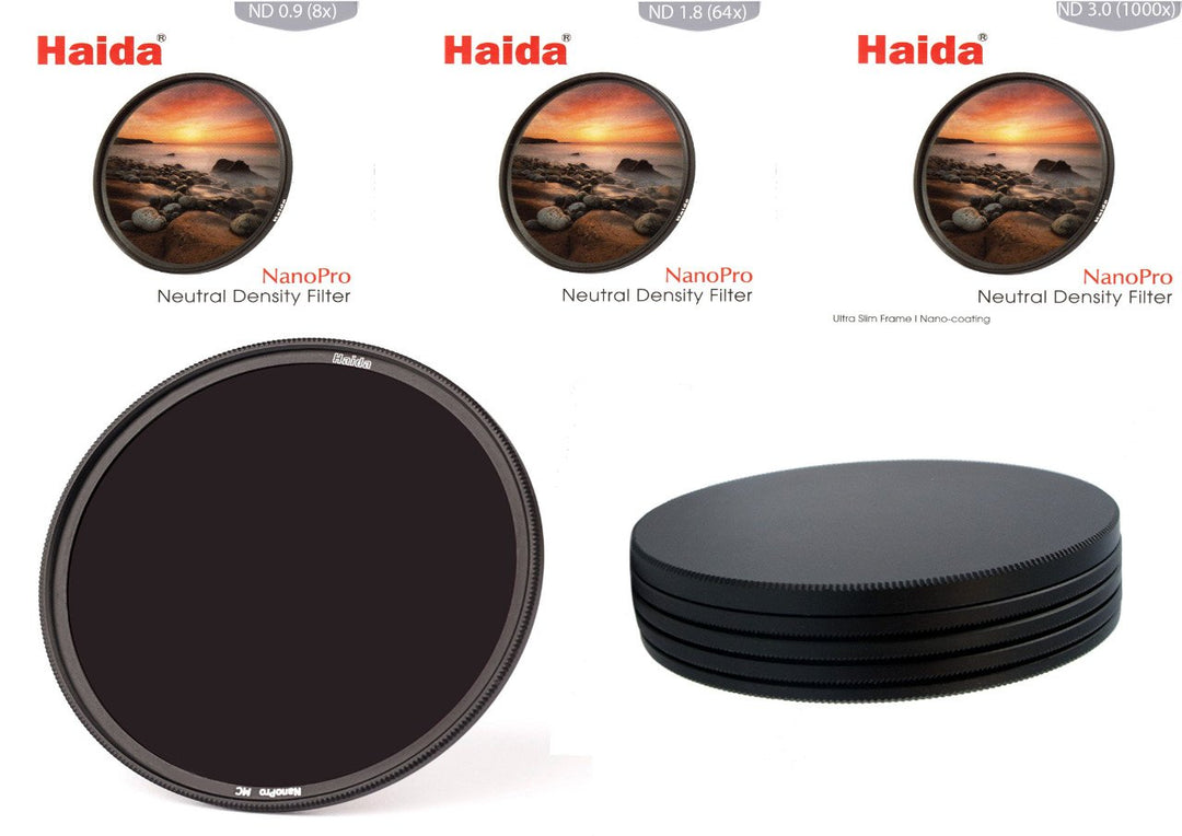 Haida Ultra Slim NanoPro MC ND Graufilterset 8X, 64x, 1000x - 52 mm, inkl. Stack Cap Filtercontainer