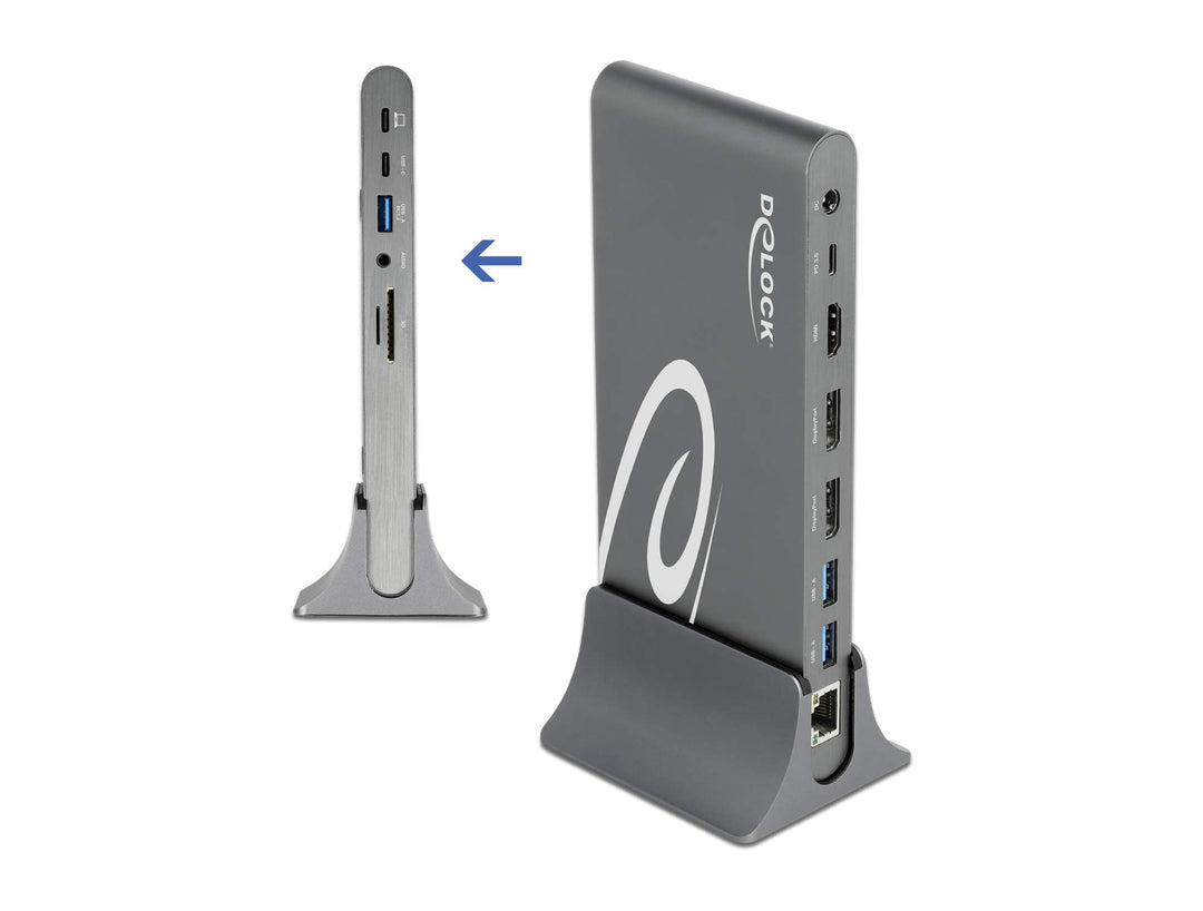 DeLock USB-C Dockingstation Universelles Thunderbolt 3 Dock, Triple 4K Display 2 x DP 1.4, 1 x HDMI