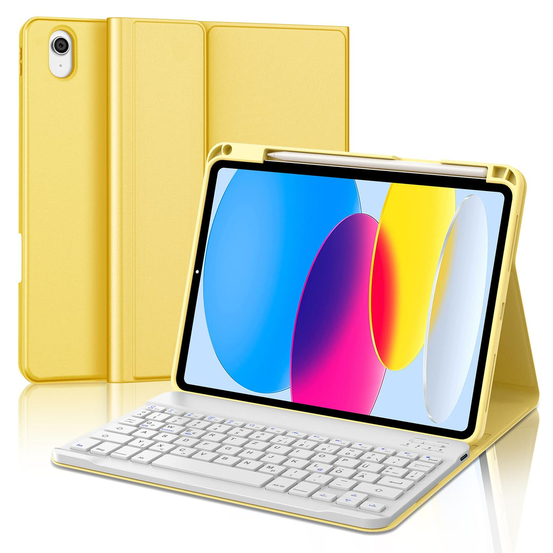 IVEOPPE Hülle mit Tastatur für iPad A16 11 Generation 2025/10 Generation 2022, Bluetooth Magnetische