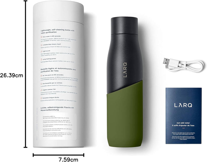 LARQ Movement PureVis 710ml – UV-selbstreinigende Edelstahlflasche mit Silikonhülle | Leicht, stossf