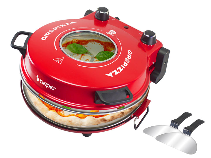 BEPER P101CUD301 Elektrischer Pizzaofen, 1200W, Temperatur 400°C, 31 cm Backplatte, Pizzaofen mit he