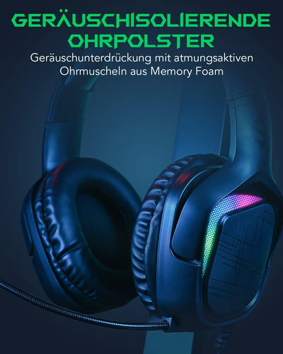 Black Shark Gaming Headset für PC, PS4, PS5, Xbox, Switch, Gaming Kopfhörer mit Ultraklarem Biegsame