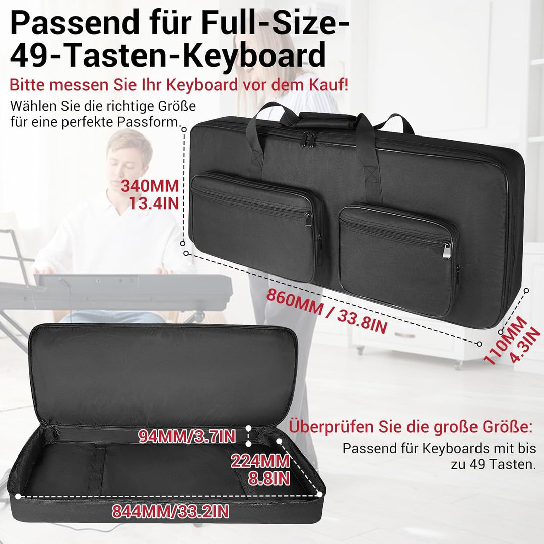 SUNDOY 49-Key Keyboard Tasche aus 600D Oxford-Gewebe, Gig Bag mit 8 mm Polsterung für Keyboard & Zub