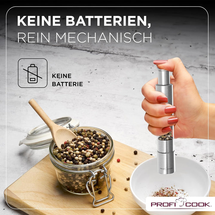 ProfiCook® Salz und Pfefferstreuer | Pfeffermühle | Salz und Pfeffermühle | 2er Set | Salzstreuer Ed