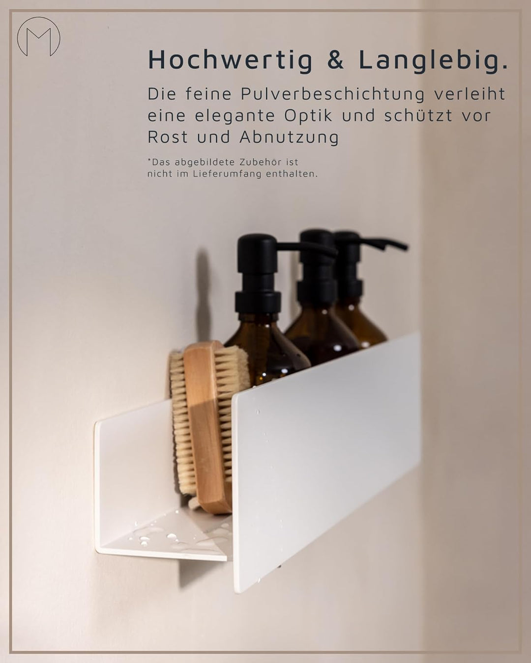 Metallbude Duschablage SHEA Cashew - Duschregal ohne Bohren - Pulverbeschichtetes Metall - Kratz-, S