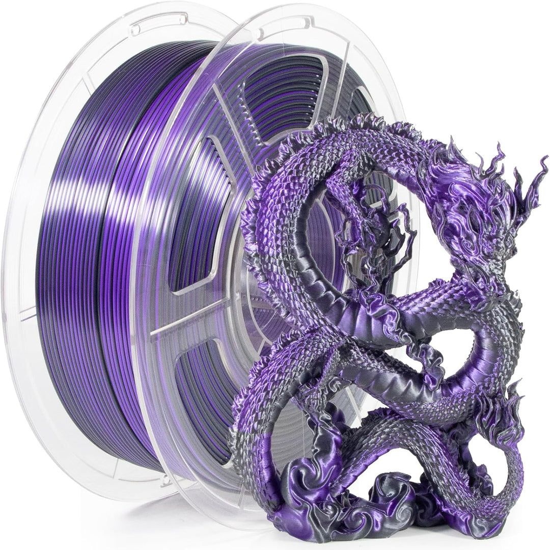 iSANMATE Dual Silk PLA Filament 1.75mm, Dual Schwarz Violett Seide PLA Filament 3d Drucker Filament