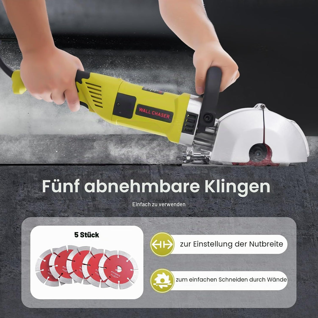 Mauerfräse mit 5 Stück 125mm 7500 U/min Klingen Staubfreie Mauerfräse 4KW Wandschlitzmaschine Elektr