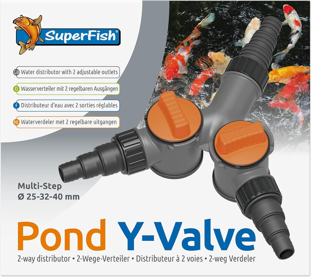 Superfish Y-Ventil für Teich, verstellbar, Anschluss mit 2 verstellbaren Auslässen