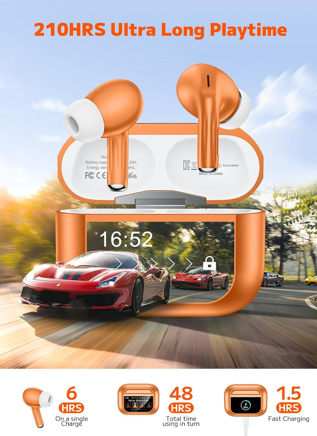 ZZU Kopfhörer Kabellose Bluetooth mit Smart Touchscreen, 48 Std. Laufzeit, Bluetooth 5.4 In-Ear Ohrh