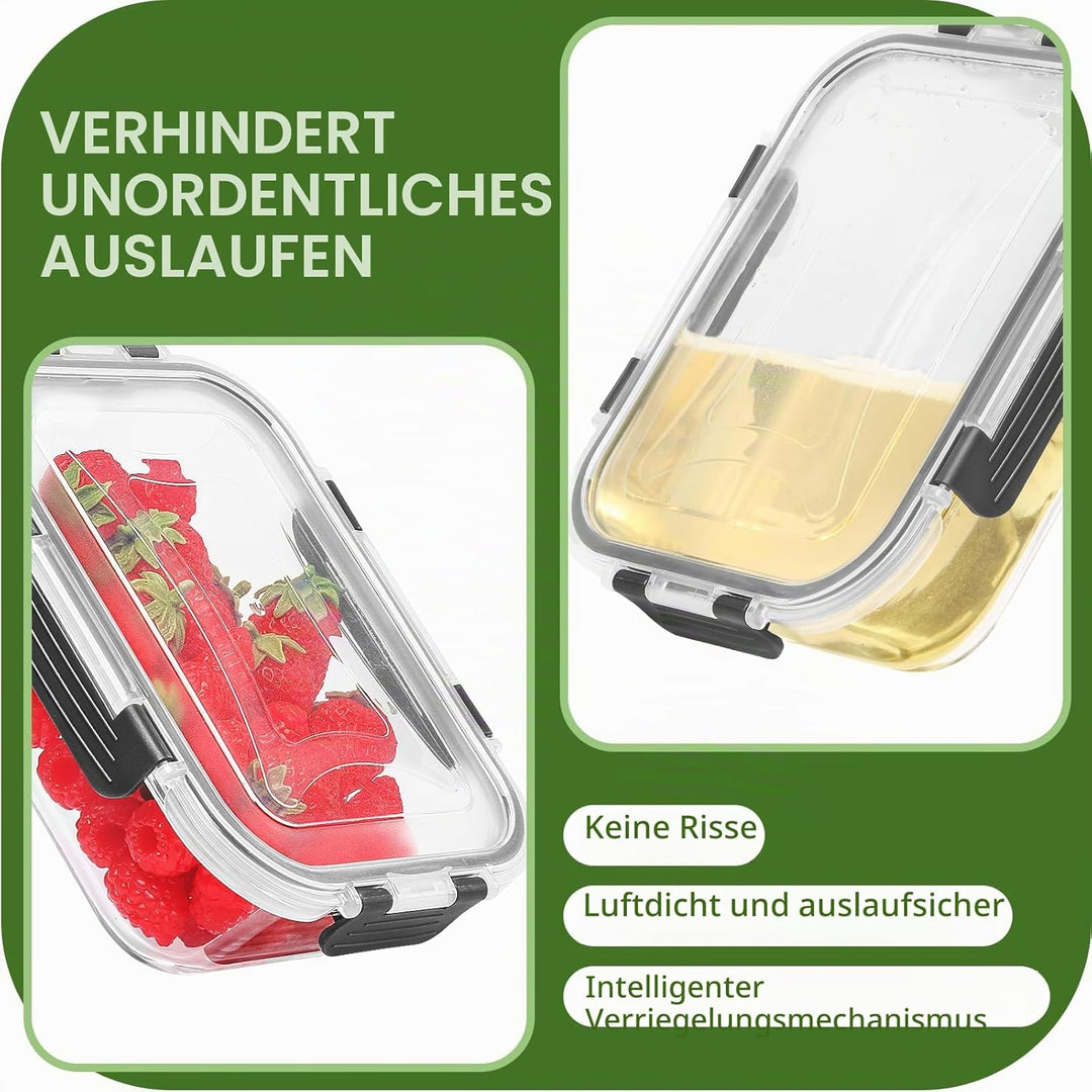 Glas-Frischhaltedosen Set für Lebensmittel,10Teile (5 Deckel & 5 Behälter), Skroam Aufbewahrungsbox
