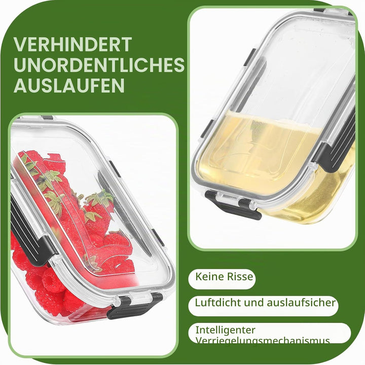 Glas-Frischhaltedosen Set für Lebensmittel,10Teile (5 Deckel & 5 Behälter), Skroam Aufbewahrungsbox