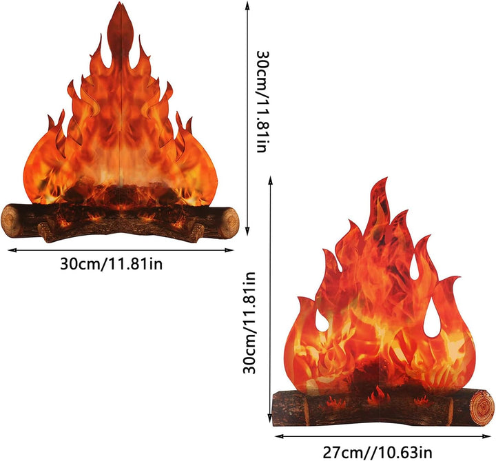4 Pieces 3D Dekorative Pappe Lagerfeuer Herzstück, Künstliches Feuer, Lagerfeuer Herzstück, Pappe La